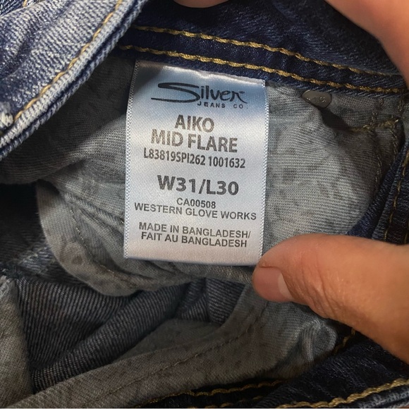 Silver Jeans Women's Size 31x30 Aiko Mid Flare Super Stretch Western Cowgirl - Picture 7 of 8